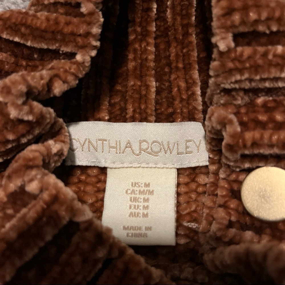 Cynthia Rowley Brown chenille cozy oversized Turtleneck Sweater gold buttons - Picture 6 of 8
